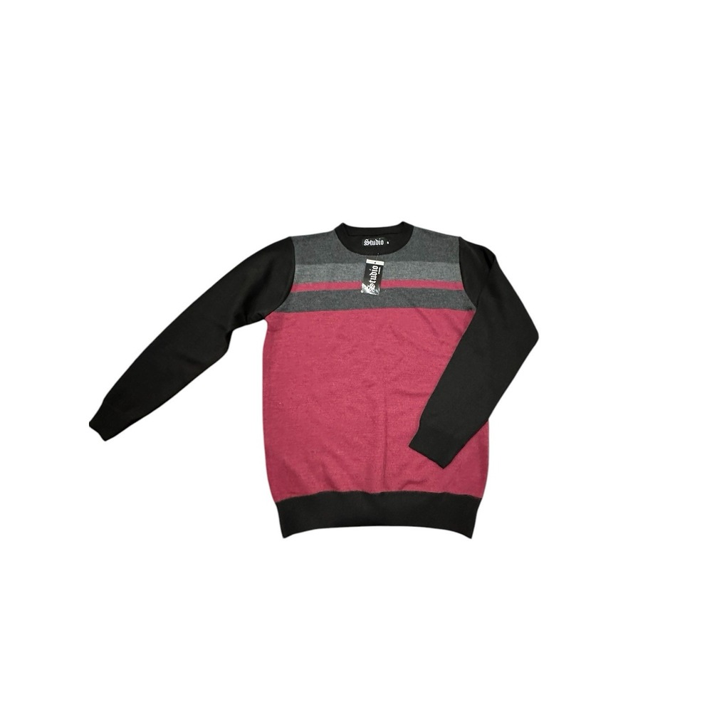 Studio By Omega Men's Pullover Long Sleeve Sweater, Size: Small, Black‎ Red NWT